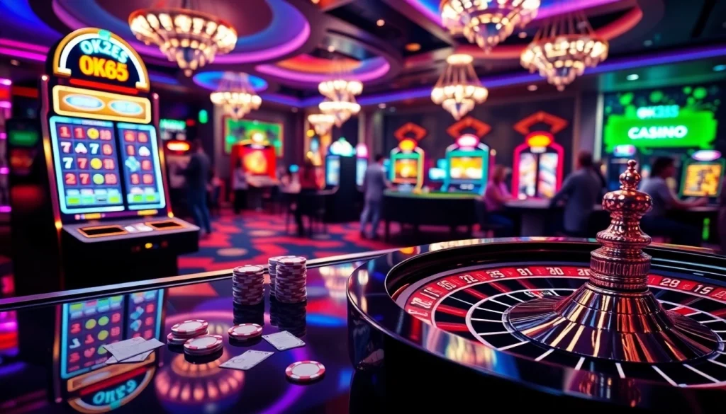 Experience the thrill of gaming at OK365 with vibrant casino visuals featuring dynamic action and excitement.