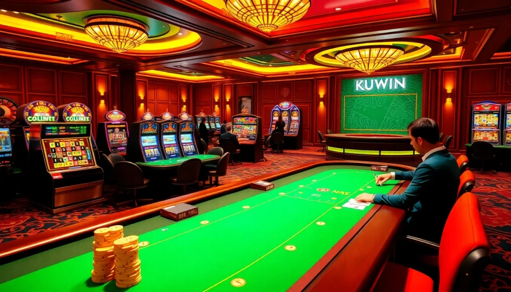 Experience the luxury of gambling at KUWIN's vibrant casino tables and slot machines.