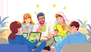 Excited players enjoying the jalwa game across multiple devices, showcasing vibrant digital gameplay.