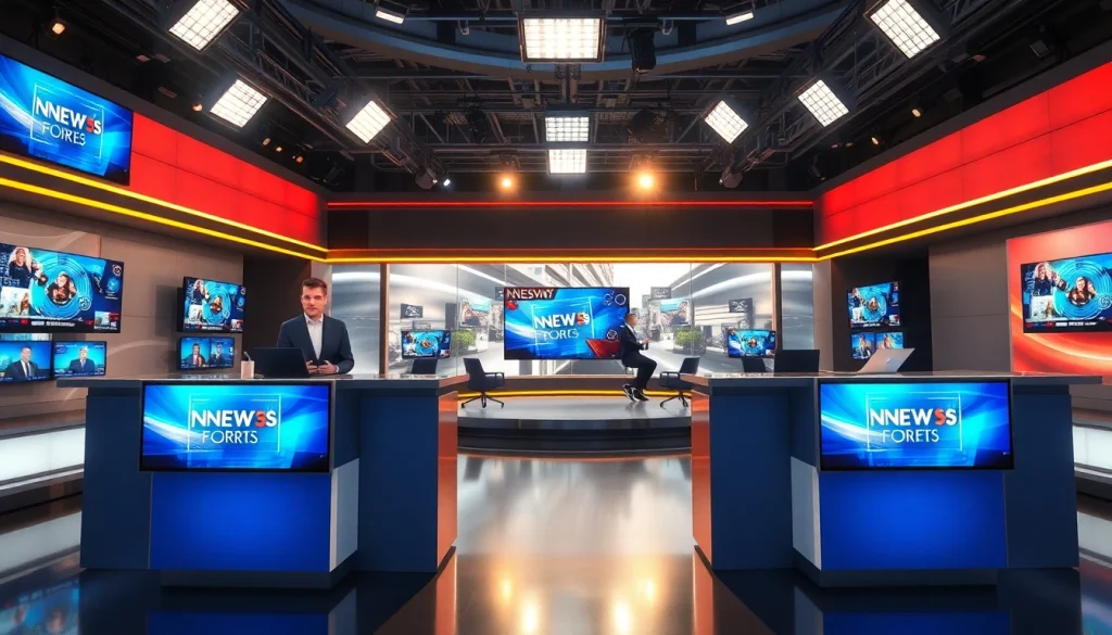 WTAJ anchors reporting news in a modern studio with bright lighting and high-tech screens.