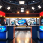 WTAJ anchors reporting news in a modern studio with bright lighting and high-tech screens.