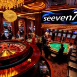 Experience thrilling action at the seven 77 casino table, where vibrant chips and cards create excitement.