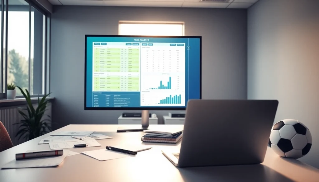 วิเคราะห์โปรแกรมบอล วันนี้ โดยใช้จอภาพขนาดใหญ่แสดงสถิติในสำนักงานเรียบร้อย
