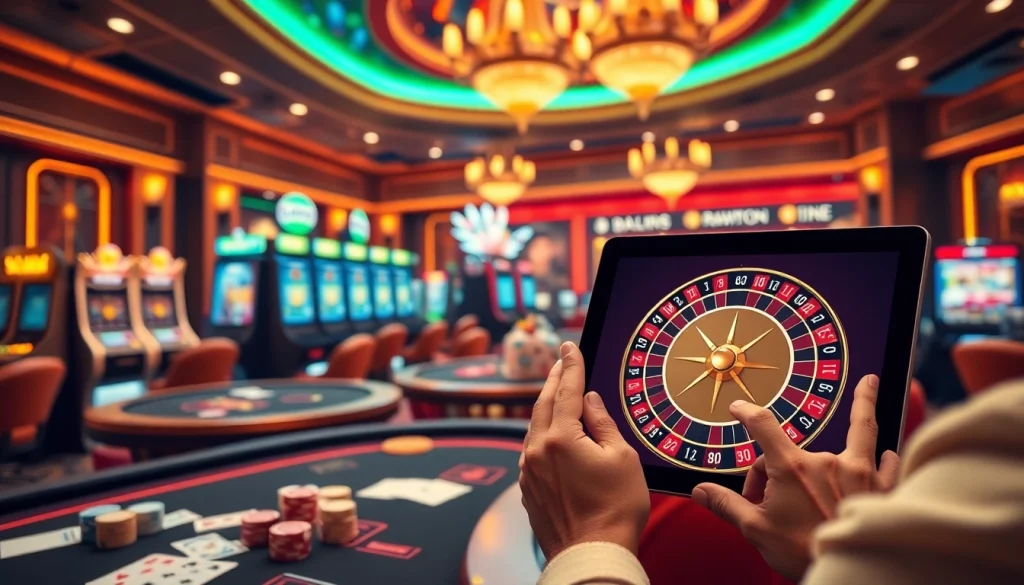 Gamble at https://ok88.tech/ with luxurious casino tables and engaging online gaming visuals.