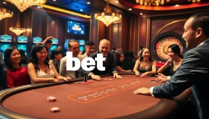 Experience the excitement of Bet88 at a luxurious casino table with vibrant gaming elements.