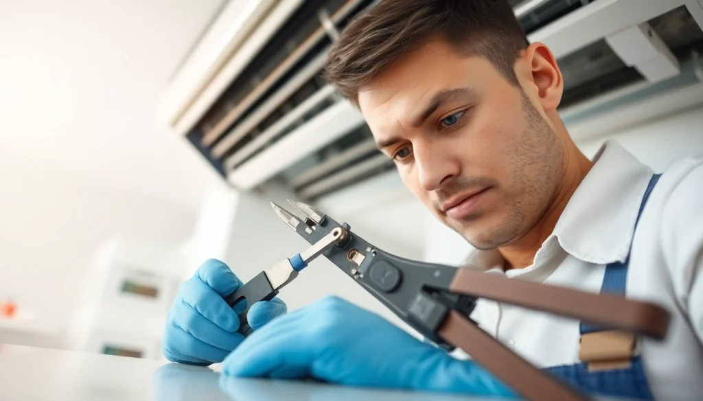 Professional technician performing HVAC repair northsalem in a clean, bright environment