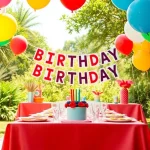 A vibrant customizable birthday party setup showcasing personalized decorations and a festive atmosphere.