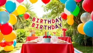 A vibrant customizable birthday party setup showcasing personalized decorations and a festive atmosphere.