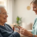 Engaging in home care austin tx service in a welcoming living room setting.