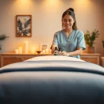 Relaxing home 출장안마 service setup with professional therapist and calming ambiance.