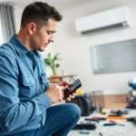 HVAC repair north salem technician efficiently repairing a unit in a modern home environment.