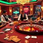 Người chơi LUCK8 tận hưởng trải nghiệm casino sang trọng với chip poker và bánh xe roulette.