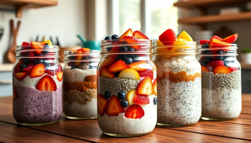 Creative breakfast ideas in jars on https://masonjarbreakfast.com, showcasing colorful fruits and healthy toppings.