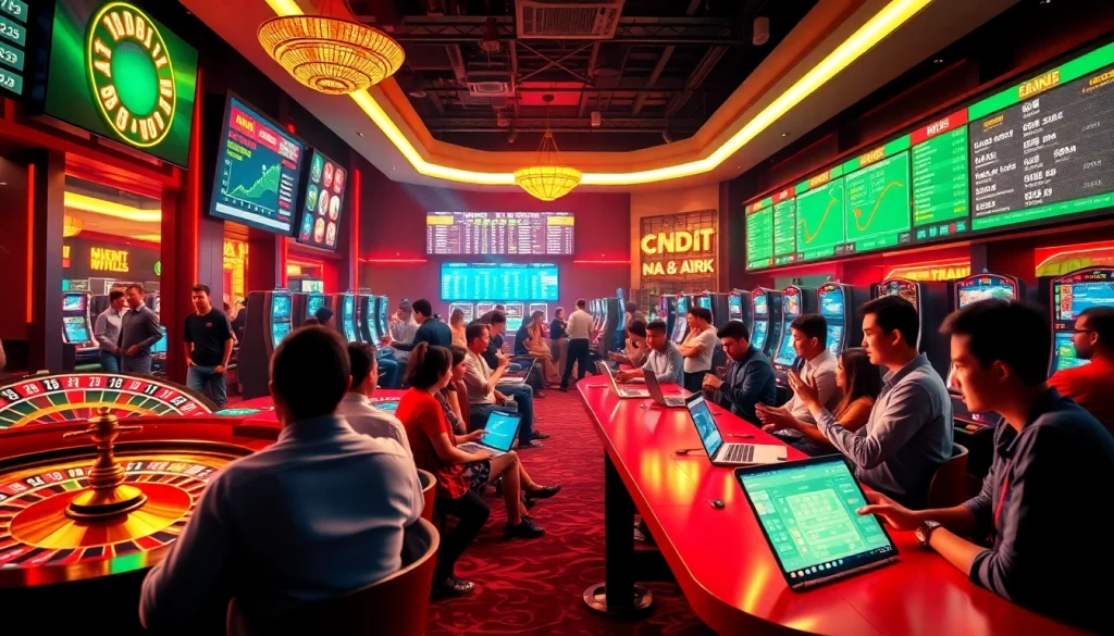 Một cảnh hấp dẫn về trải nghiệm cá cược trực tuyến trên Ku3933 Web với các yếu tố casino sống động.