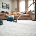 Expert carpet cleaning lincoln ca with a technician showcasing effective cleaning techniques.