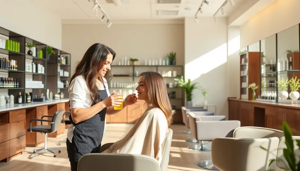 Experience the best hair salon in San Diego with a skilled stylist providing a precision haircut in a serene setting.