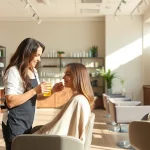 Experience the best hair salon in San Diego with a skilled stylist providing a precision haircut in a serene setting.
