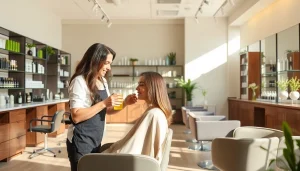 Experience the best hair salon in San Diego with a skilled stylist providing a precision haircut in a serene setting.