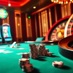Win big at https://rr888.in.net/ with a vibrant casino scene showcasing poker and slot machines.