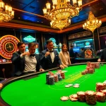 High-stakes poker table setting highlighting players and excitement around deposit 1000.