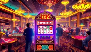 Mahjong Ways 2 slot machine attracting players in an exciting casino atmosphere with vibrant lights.