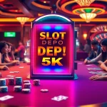 Rasakan sensasi Slot Depo 5K bersama para pemain dalam suasana kasino mewah yang menampilkan mesin slot dan permainan poker.