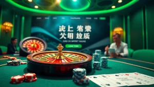 Engaging scene of สมัครแทงบอล on a vibrant online betting interface with roulette wheel and betting slips.