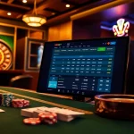 SBOBET online betting scene showcasing poker, roulette, and slot machines in a luxurious casino atmosphere.
