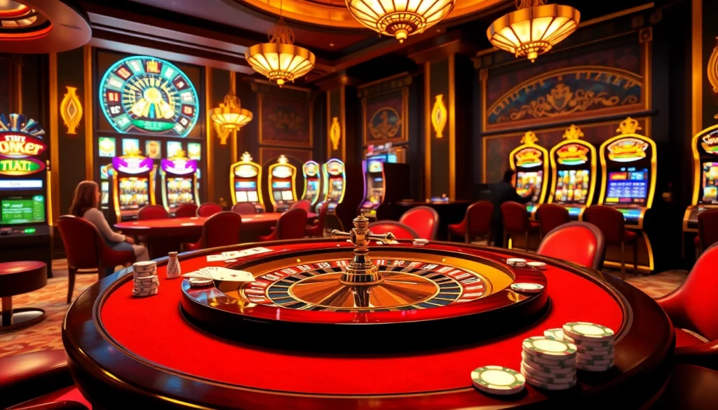 The hidden wiki offers an engaging visual of a luxurious casino with roulette and poker, showcasing thrilling gambling action.