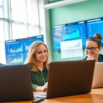 Erfahrenes Team der SEO Agentur analysiert Website-Daten in einem modernen BĂĽro.