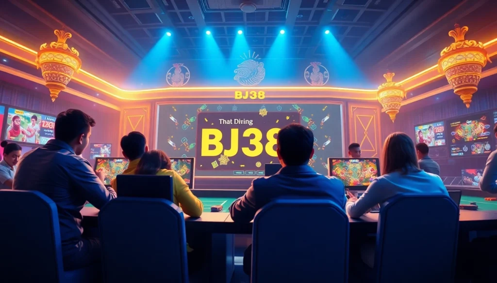Exciting BJ38 online gaming interface showcasing chicken fighting and soccer betting with vibrant 3D graphics.