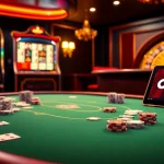 Experience luxury gaming at OKVIP with poker, roulette, and slot machines in a vibrant casino atmosphere.