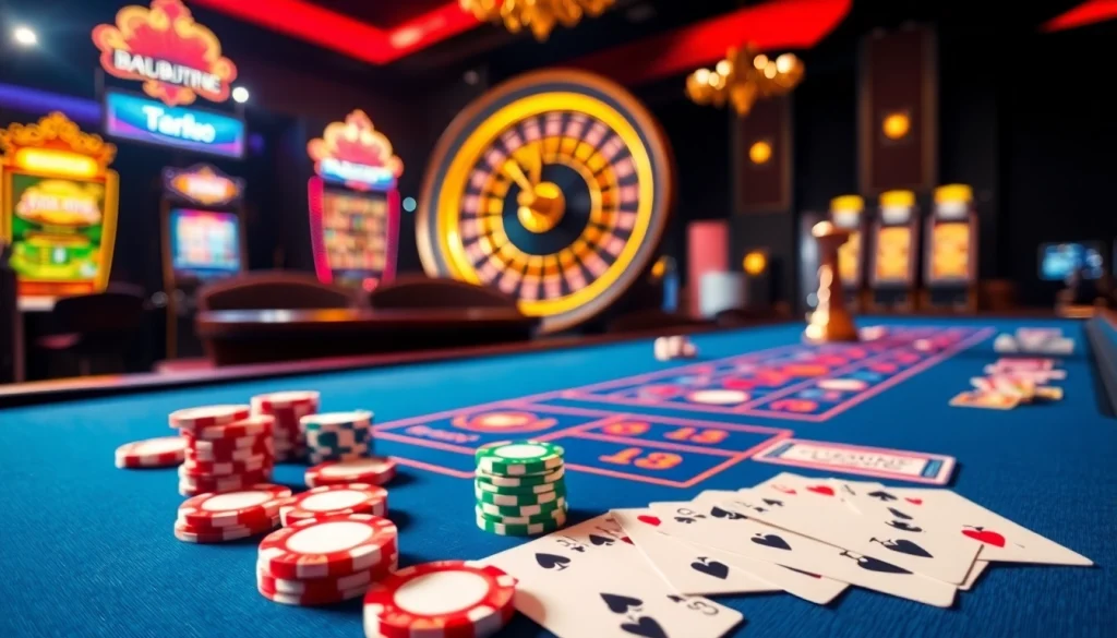 Engaging MK 8 online gambling scene with poker chips and roulette in action.