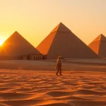 Visit the iconic pyramids and explore their ancient architectural splendor at sunset.