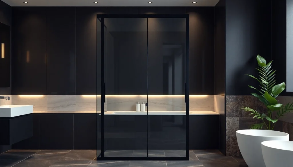 Transform your space with a stylish black shower sliding door that enhances modern bathroom aesthetics.