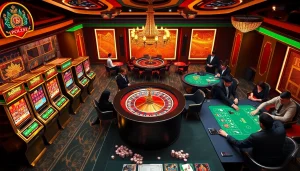 Experience the excitement of רמי אונליין with vibrant slot machines and poker tables.