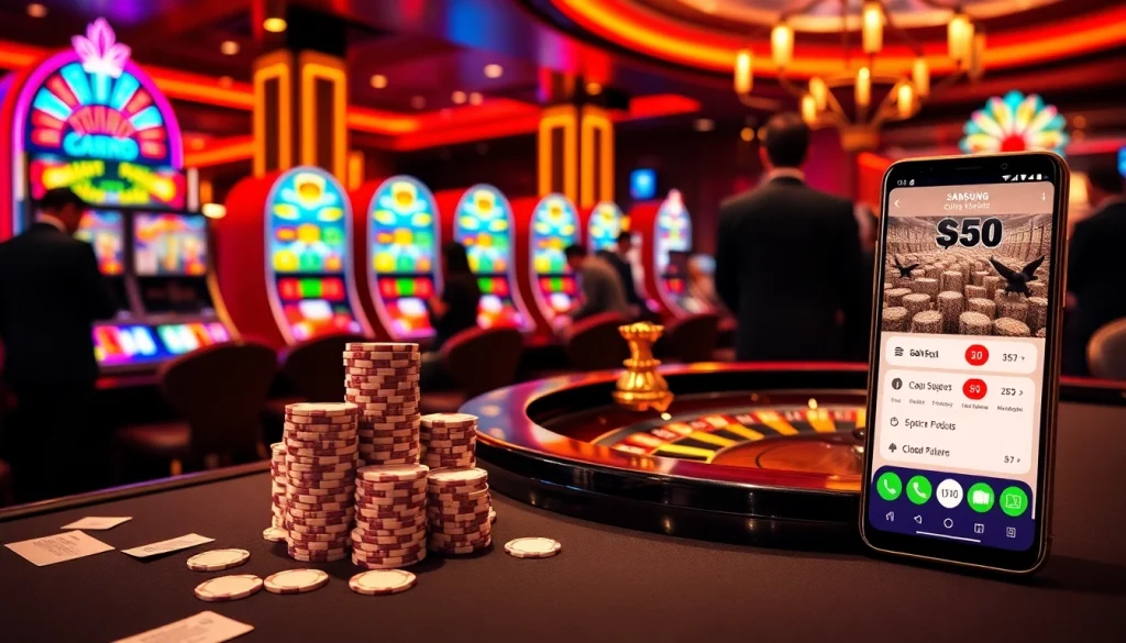 S8 casino players engaging with a roulette wheel and vibrant slot machines in a luxurious atmosphere.