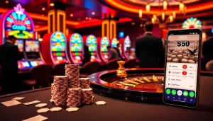 S8 casino players engaging with a roulette wheel and vibrant slot machines in a luxurious atmosphere.