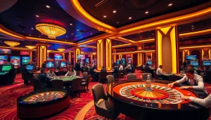 Engaging sbobet betting action at a vibrant casino table with chips and cards.