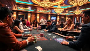 Action-packed poker scene at Thabet College with players and colorful chips
