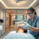 How much does laser tattoo removal cost? A professional technician treating a patient in a modern clinic.