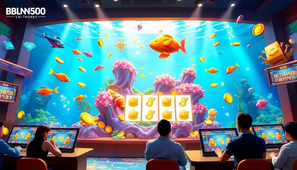 Engaging players in bắn cá đổi thưởng as they aim for winning fish and jackpots in an immersive ocean setting.