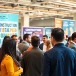 Networking event showcasing a vibrant construction membership association with professionals engaged in discussions.