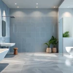 Modern wet room supplier setting showcasing stylish and waterproof design elements.