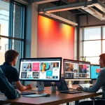 Creating innovative web design edmonton solutions in a collaborative workspace.
