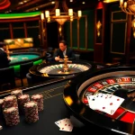 RR88 players engaging at a luxurious casino table with exciting chips and cards.