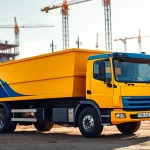 Efficient skip hire vehicle at a construction site, showcasing professional waste management solutions.