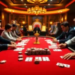 Players enjoying a thrilling game of idn poker at an elegant casino table.