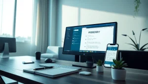 Innovative workspace featuring 有道翻译 software on a computer, highlighting translation technology.