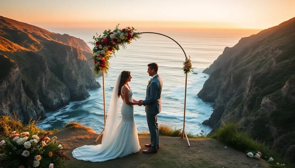 Big Sur wedding photographer capturing a romantic ceremony by coastal cliffs.